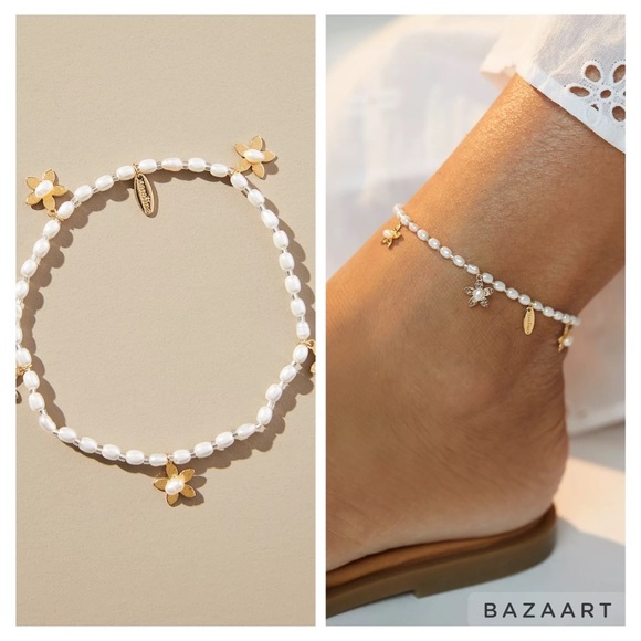 Anthropologie Jewelry - NWT Anthropologie Single Flower Charm Anklet